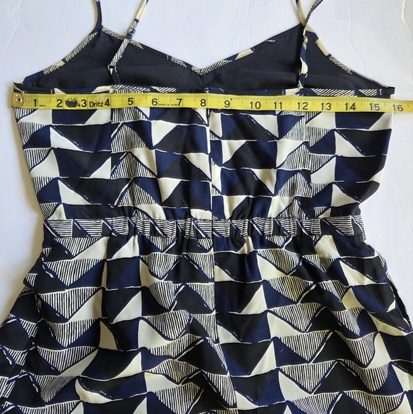 Madewell Lydia Black/Blue Triangle Trio Silk Cami Strap Dress - Picture 7 of 10